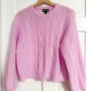 Pretty Little Thing Pink Fuzzy Crewneck Sweater Sz XS